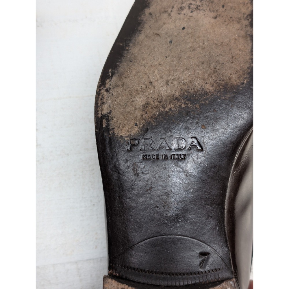 Prada Men's Dress Shoes Square Toe Penny Loafer Brown Leather Sz 7 - Picture 12 of 15